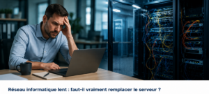 Réseau informatique lent en entreprise : analyse d'un problème de performance avant le remplacement d'un serveur.