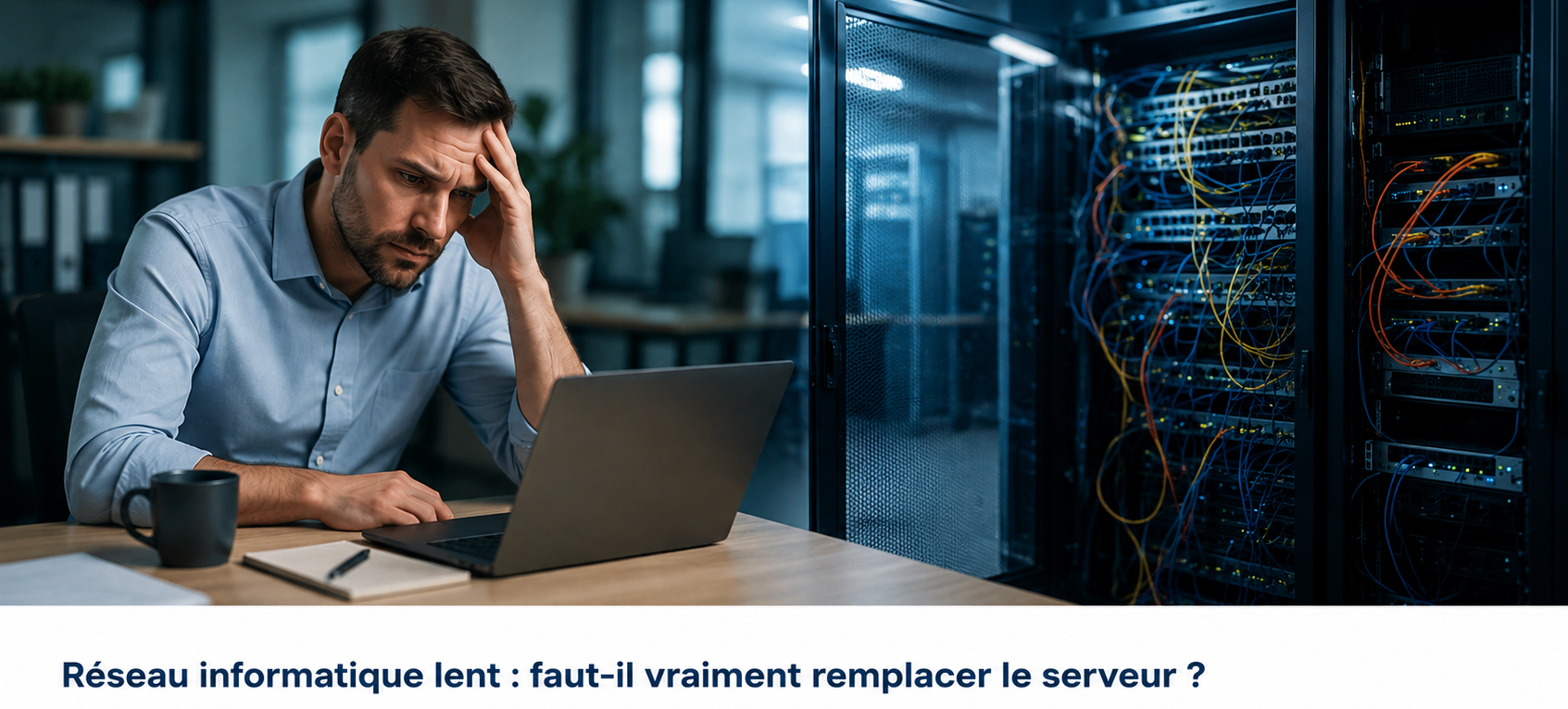 Réseau informatique lent en entreprise : analyse d'un problème de performance avant le remplacement d'un serveur.